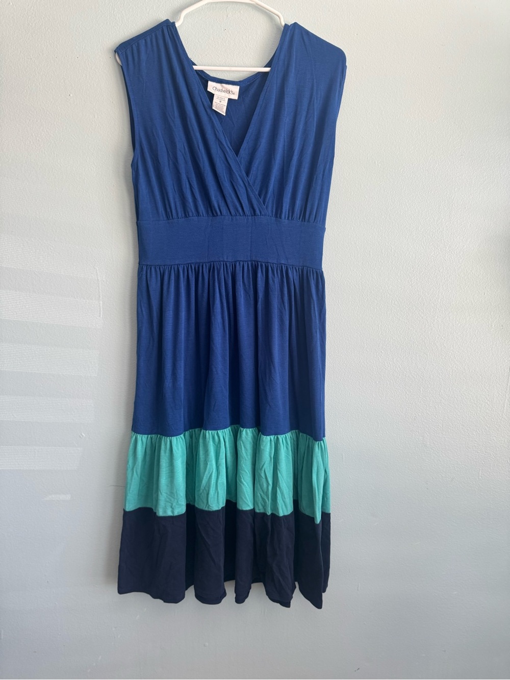 Women' Colorblock Sleeveless Dress - Blue & Teal